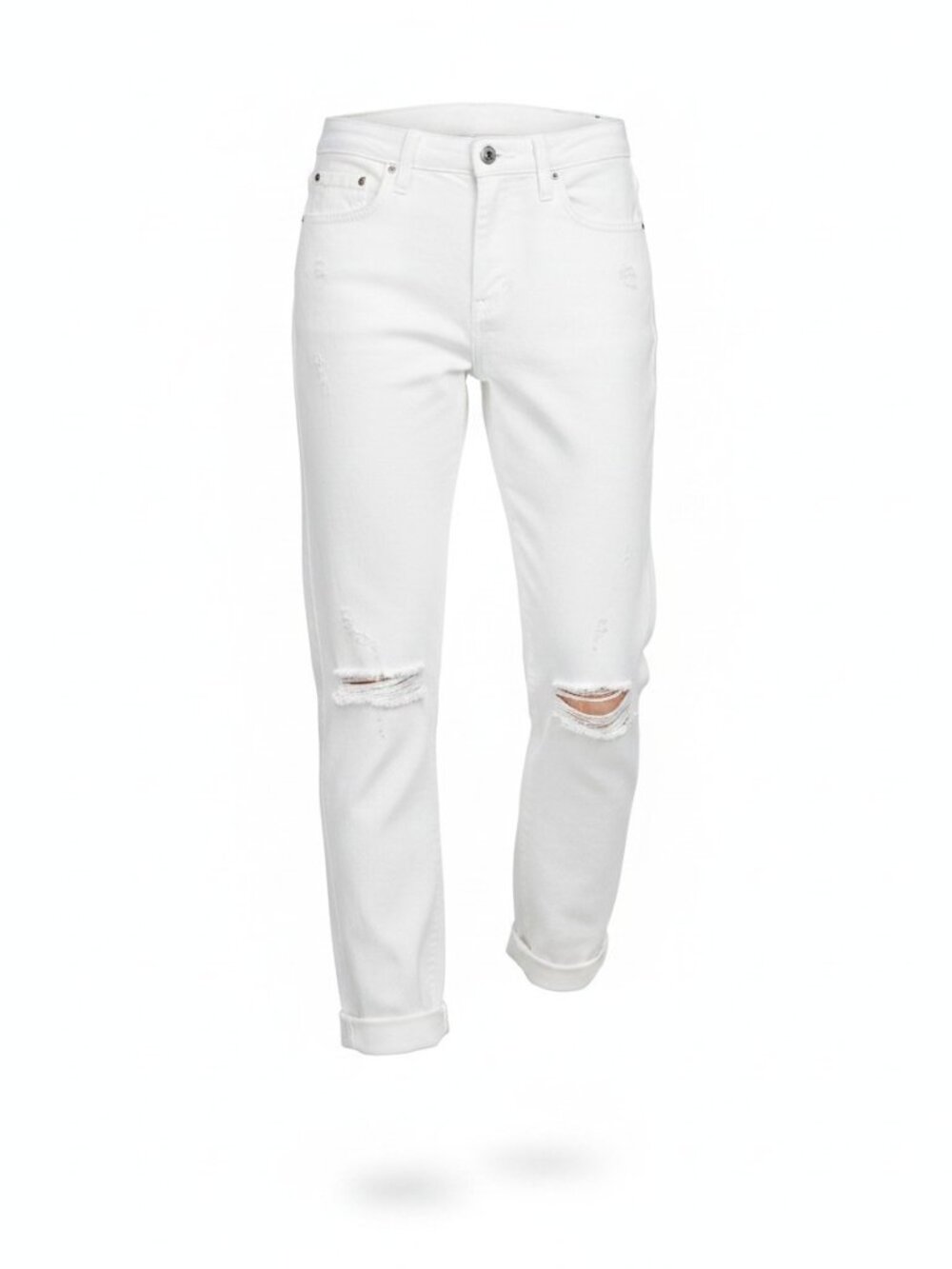 J.‎ CREW White Cotton Distressed Boyfriend Distressed Jeans